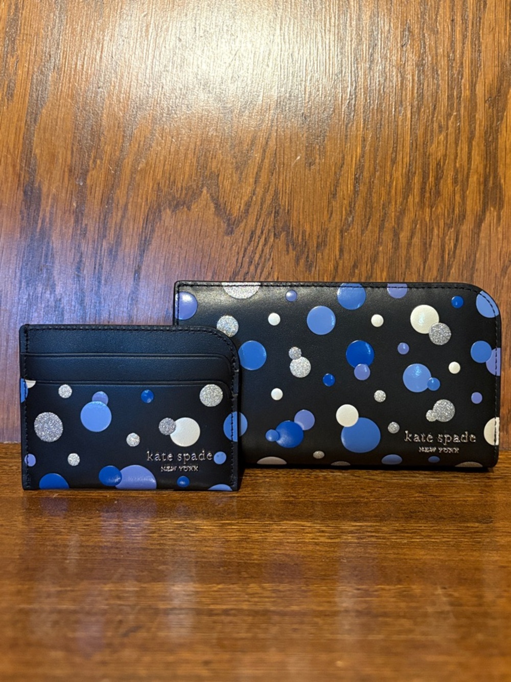 NWT-Kate Spade-SET-Devin-Space Dot Embossed-Med Bifold Wallet & Card Holder-$266